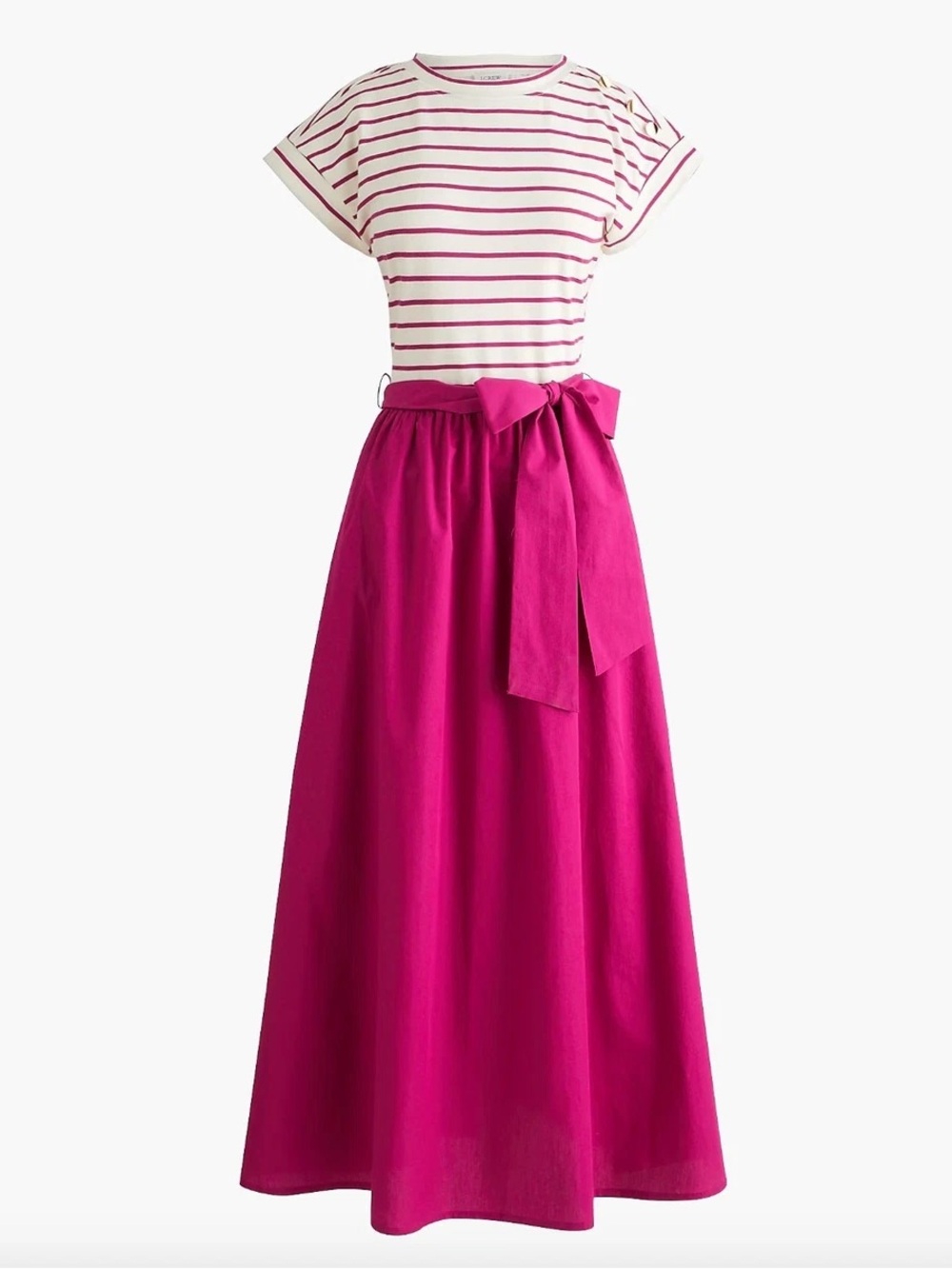 J. Crew Fuchsia Maxi Skirt with Striped Tee Styling